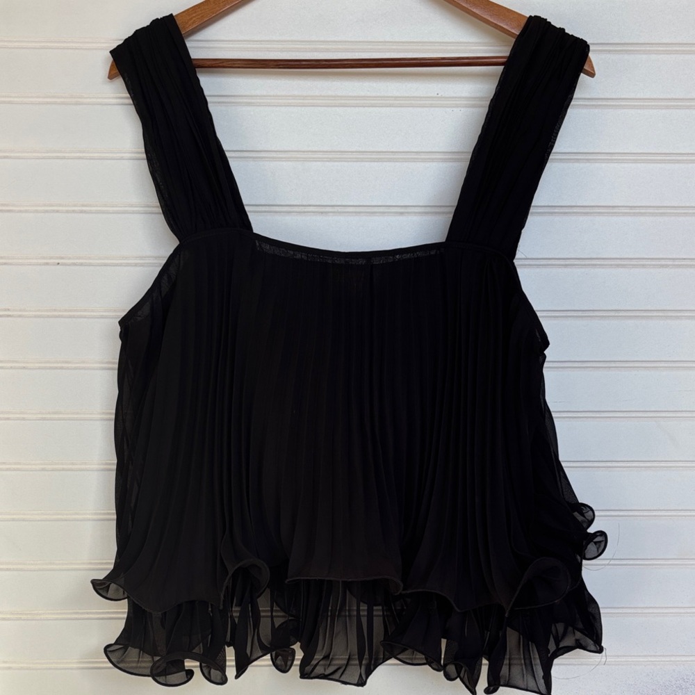 ASOS Elegant Black Pleated Women's Top with frills